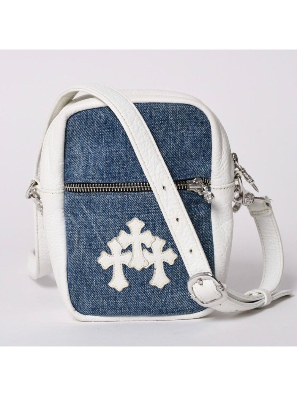 Chrome Hearts Taka Mini Takamini Cemetery Cross Shoulder Bag Denim